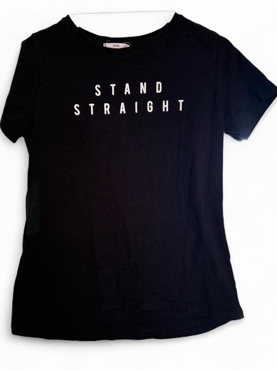 Mango Tops - Mango Black Graphic Tee Shirt Stand Straight Medium